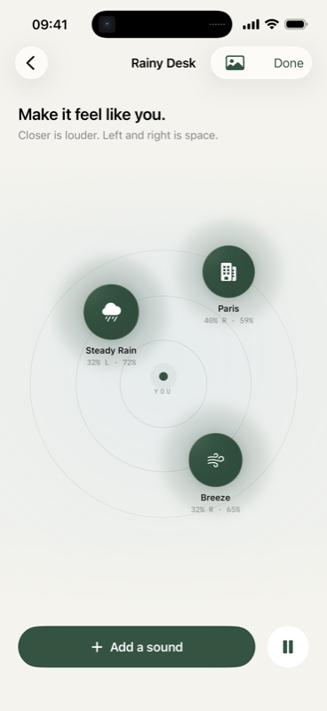 Editing sound positions in Foyer on iPhone